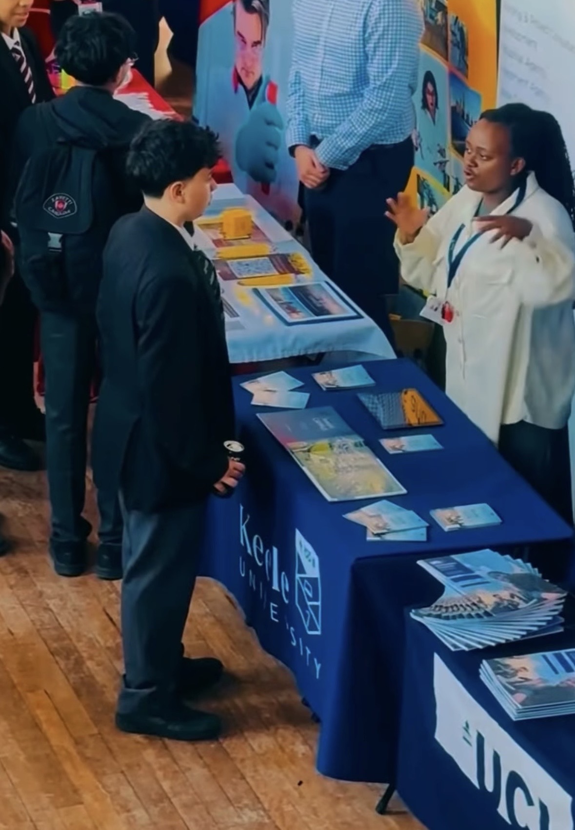 me talking to students at a student recruitment event